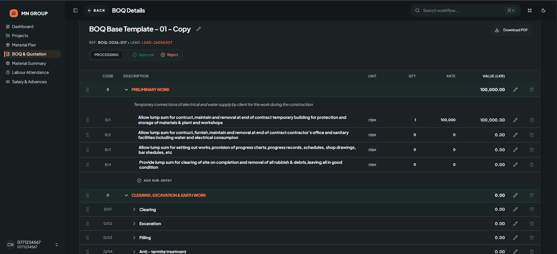 BOQ & Quotation screenshot 1 of 2