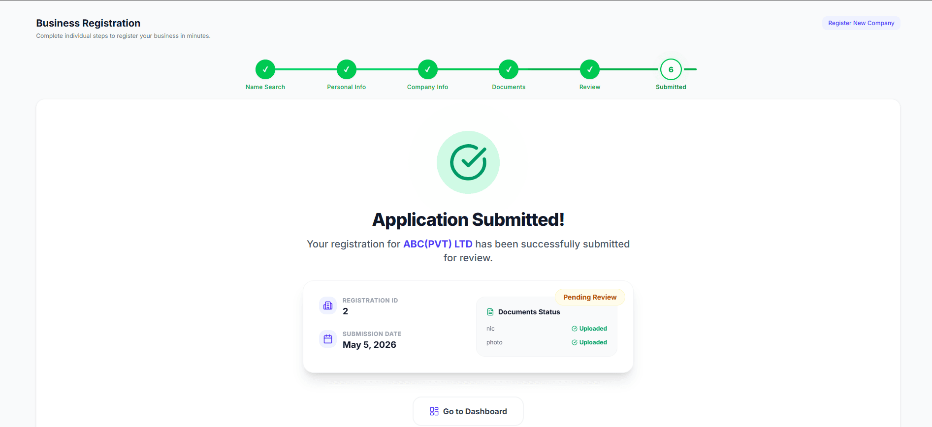Business Registration Flow screenshot 4 of 4