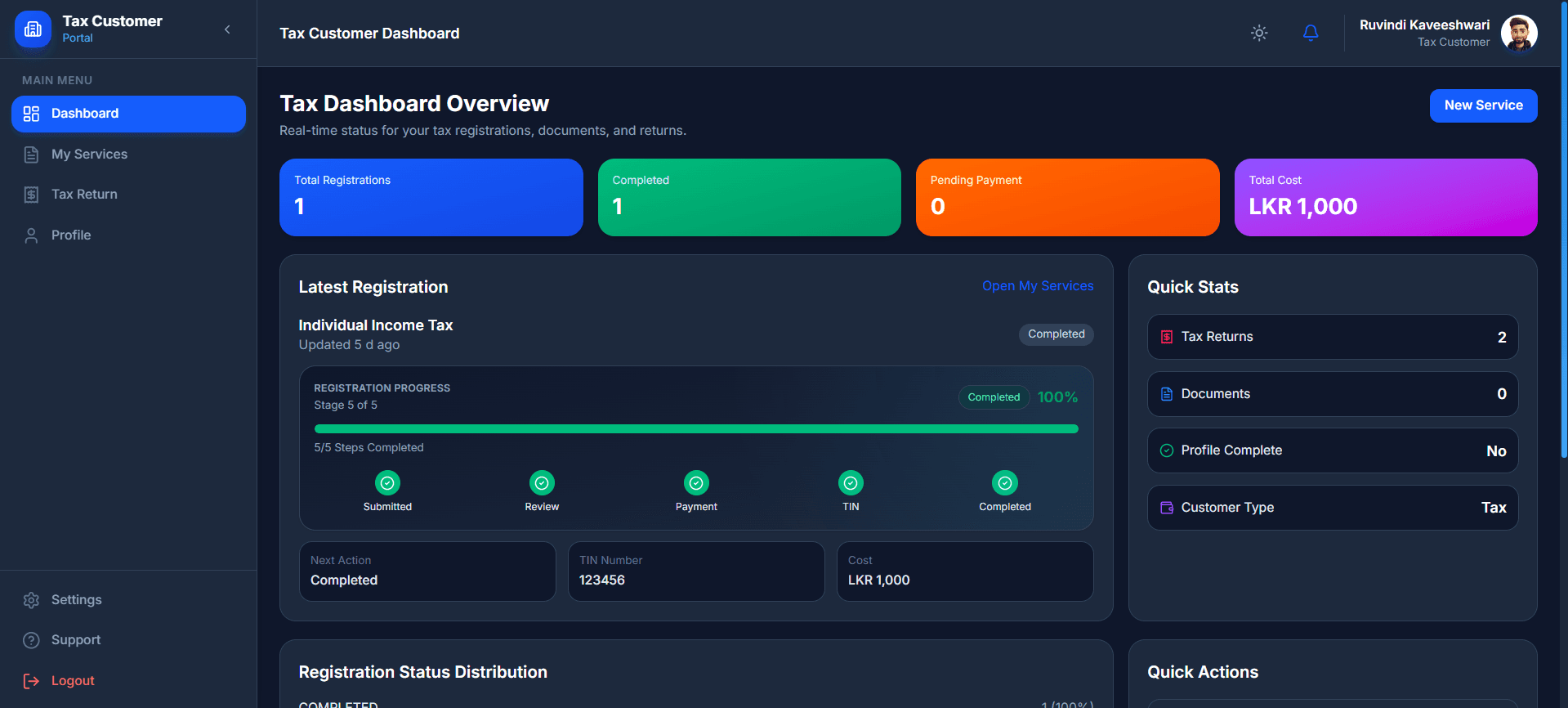 Tax Customer Dashboard image