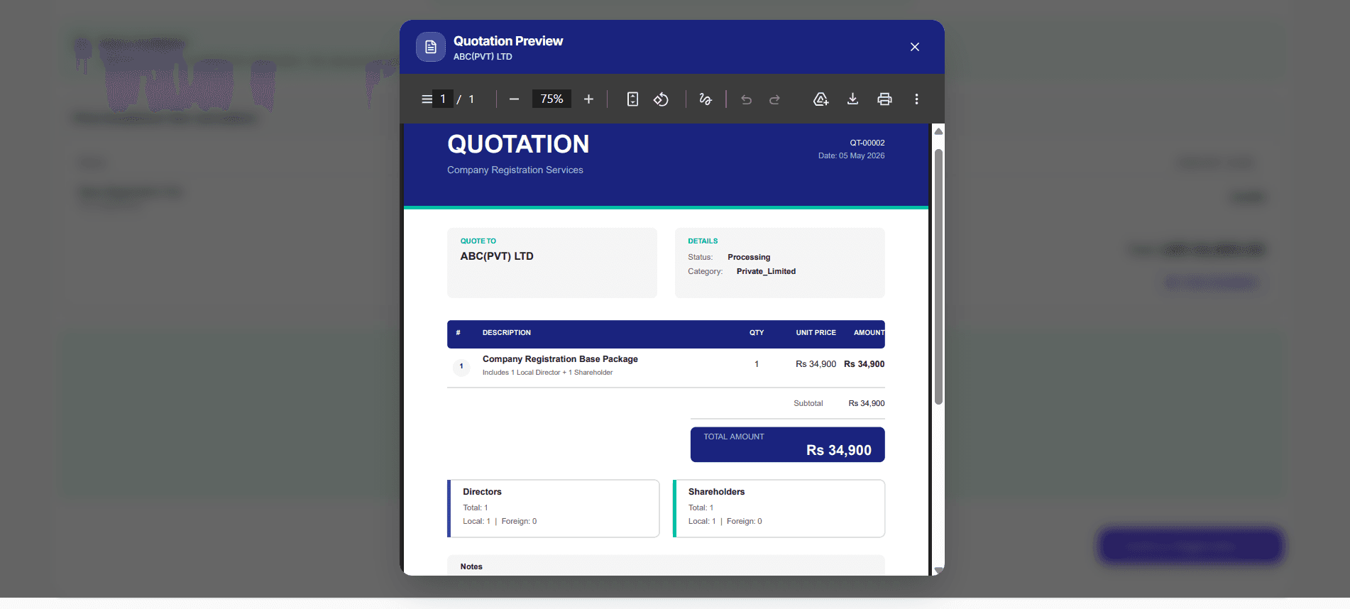 Integrated Billing & Quotation System screenshot 2 of 2