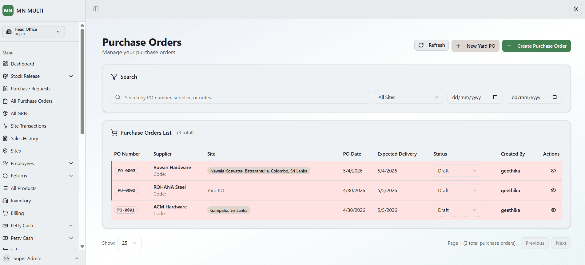 Purchase Orders screenshot 1 of 3