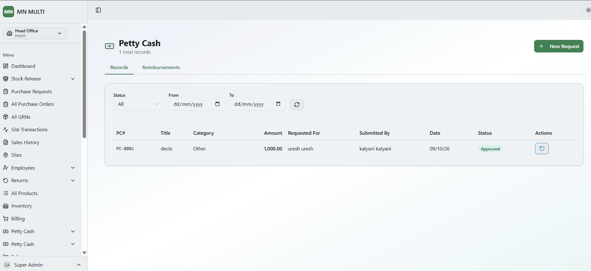 Petty Cash Management screenshot 1 of 3