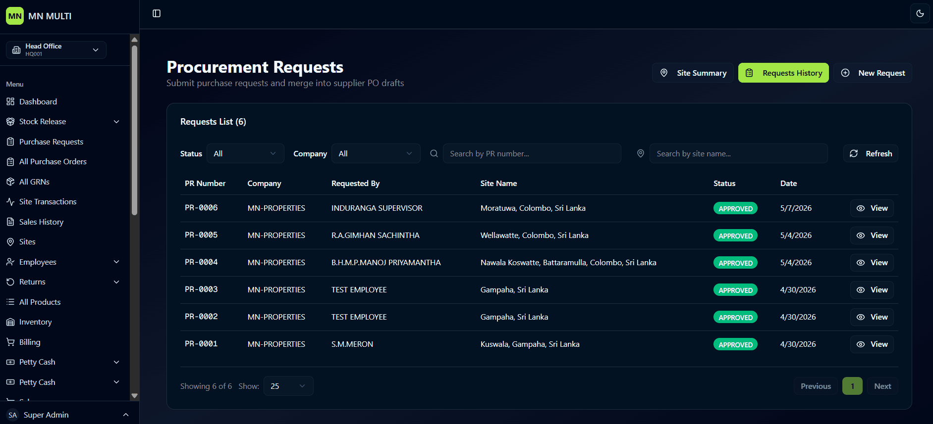 Procurement Requests screenshot 1 of 2